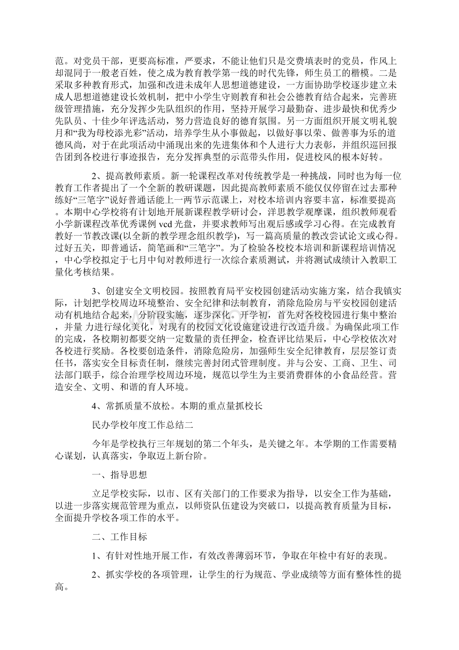 民办学校年度工作总结docWord格式.docx_第2页