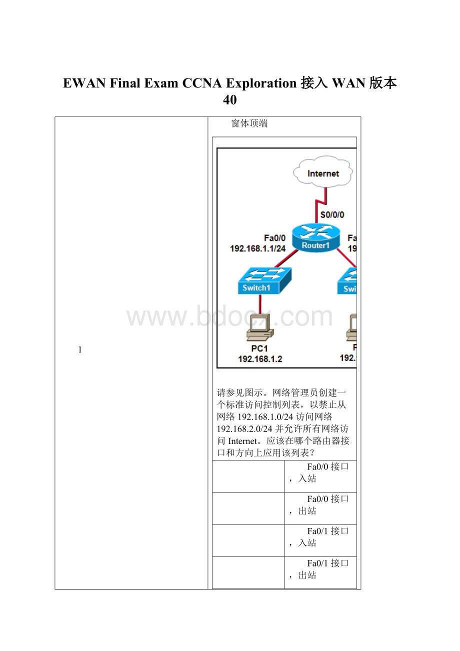 EWAN Final ExamCCNA Exploration 接入 WAN 版本 40.docx_第1页