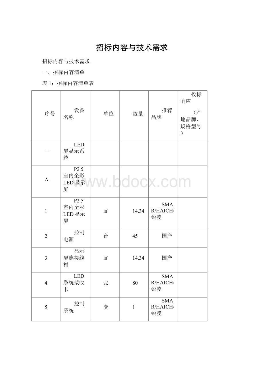 招标内容与技术需求Word格式.docx_第1页