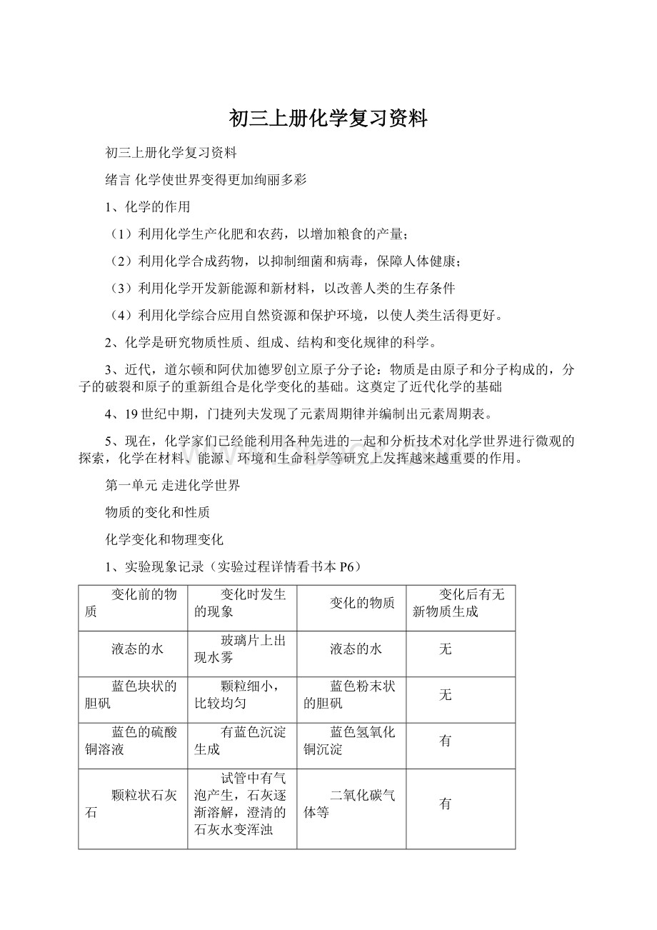 初三上册化学复习资料Word格式文档下载.docx