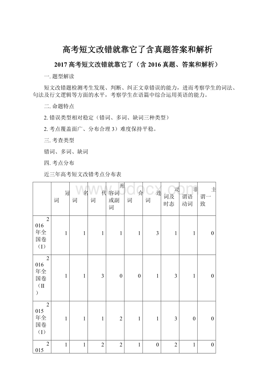 高考短文改错就靠它了含真题答案和解析.docx