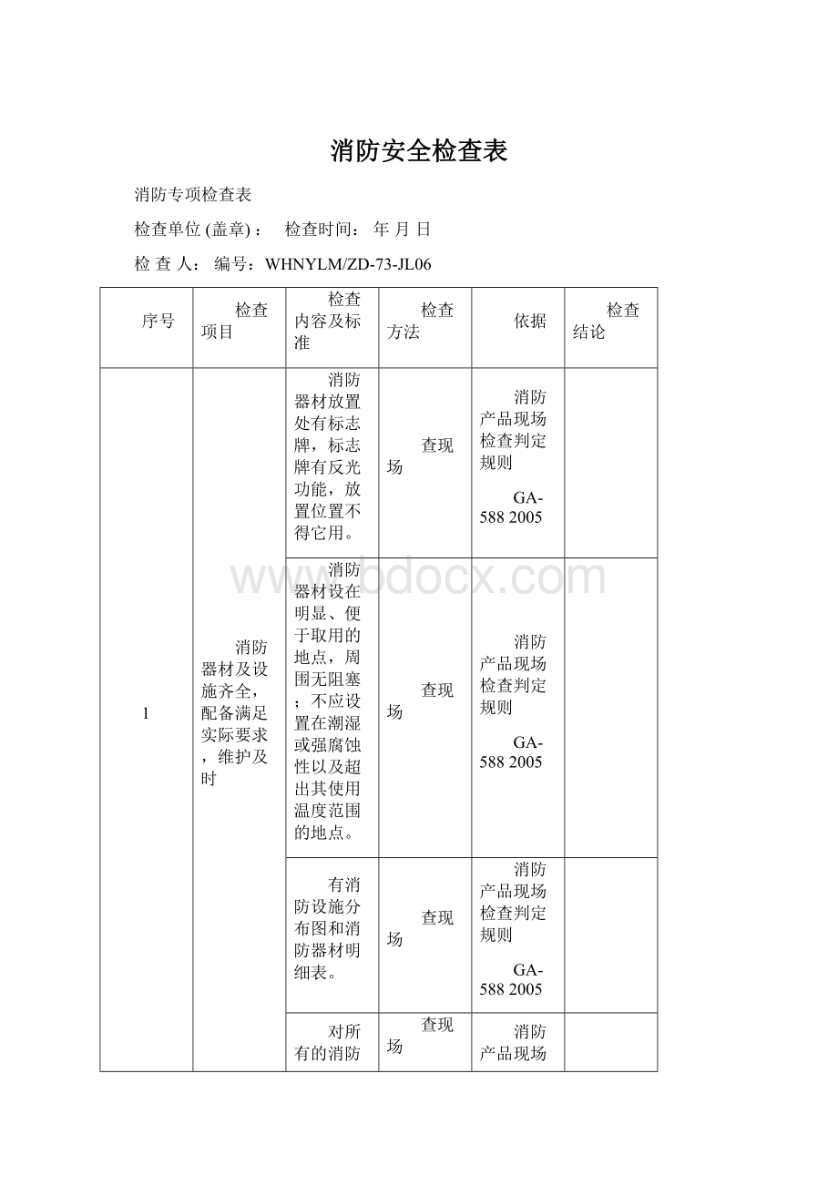 消防安全检查表.docx_第1页