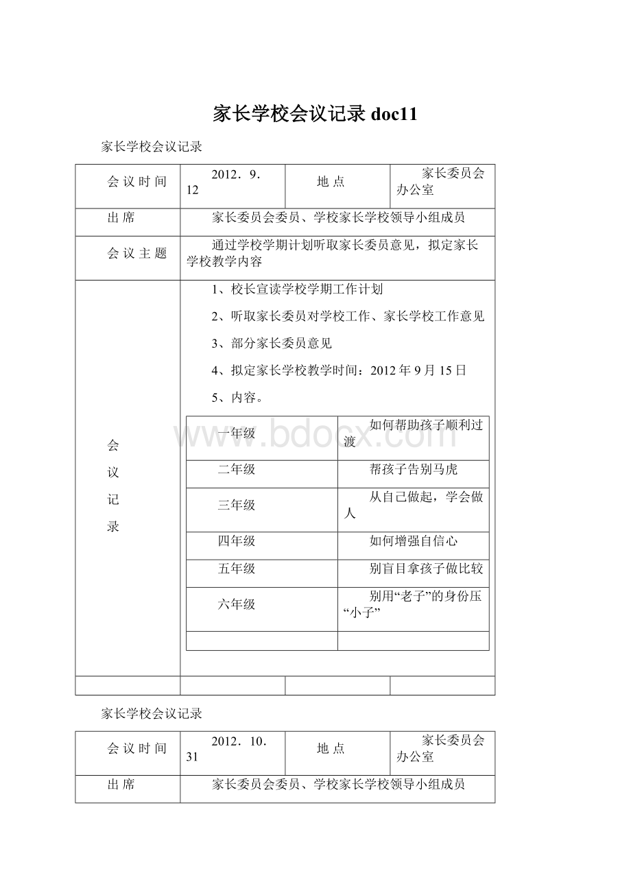 家长学校会议记录doc11Word格式.docx