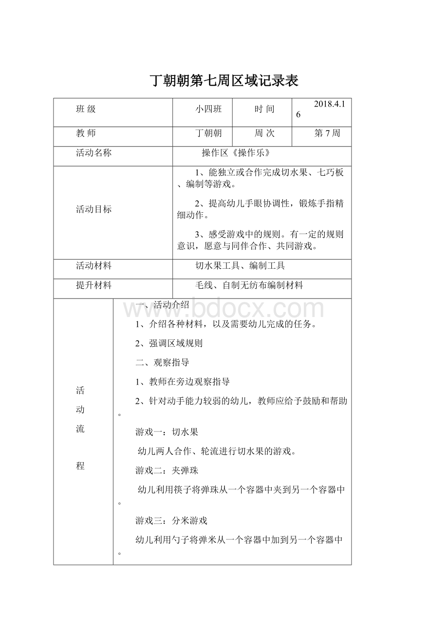 丁朝朝第七周区域记录表文档格式.docx_第1页