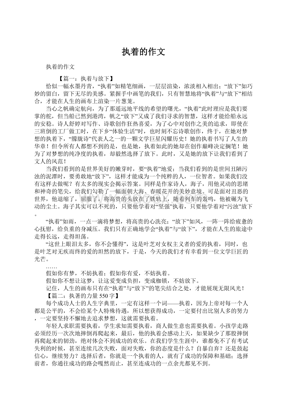 执着的作文文档格式.docx