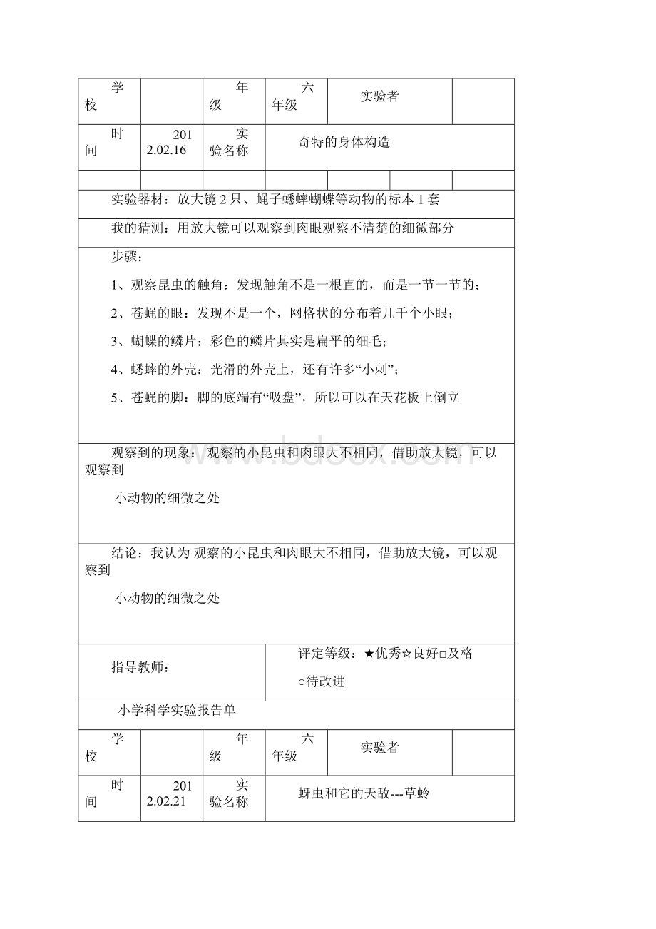 新教科版六年级下册科学实验记录 1教材.docx_第3页