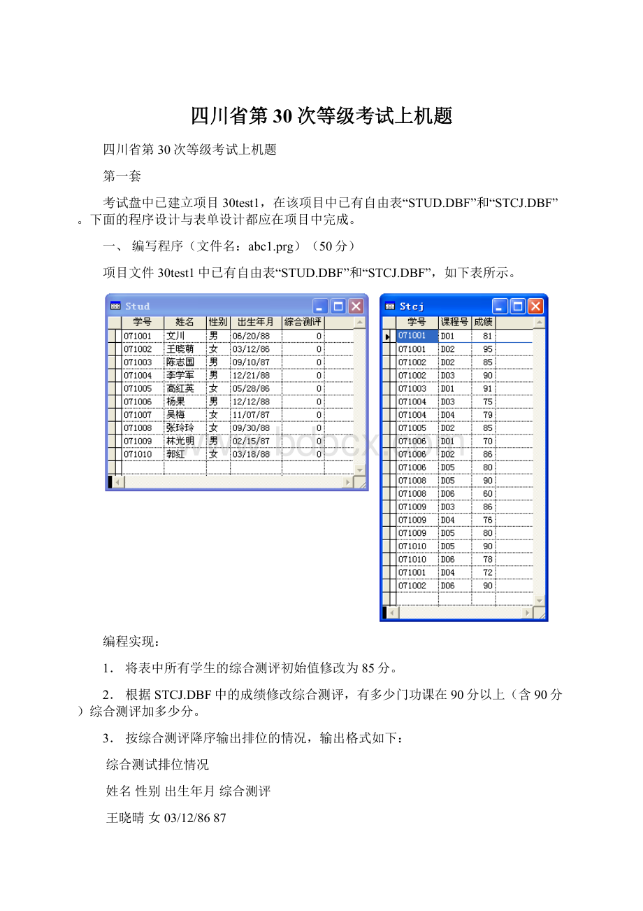 四川省第30次等级考试上机题文档格式.docx