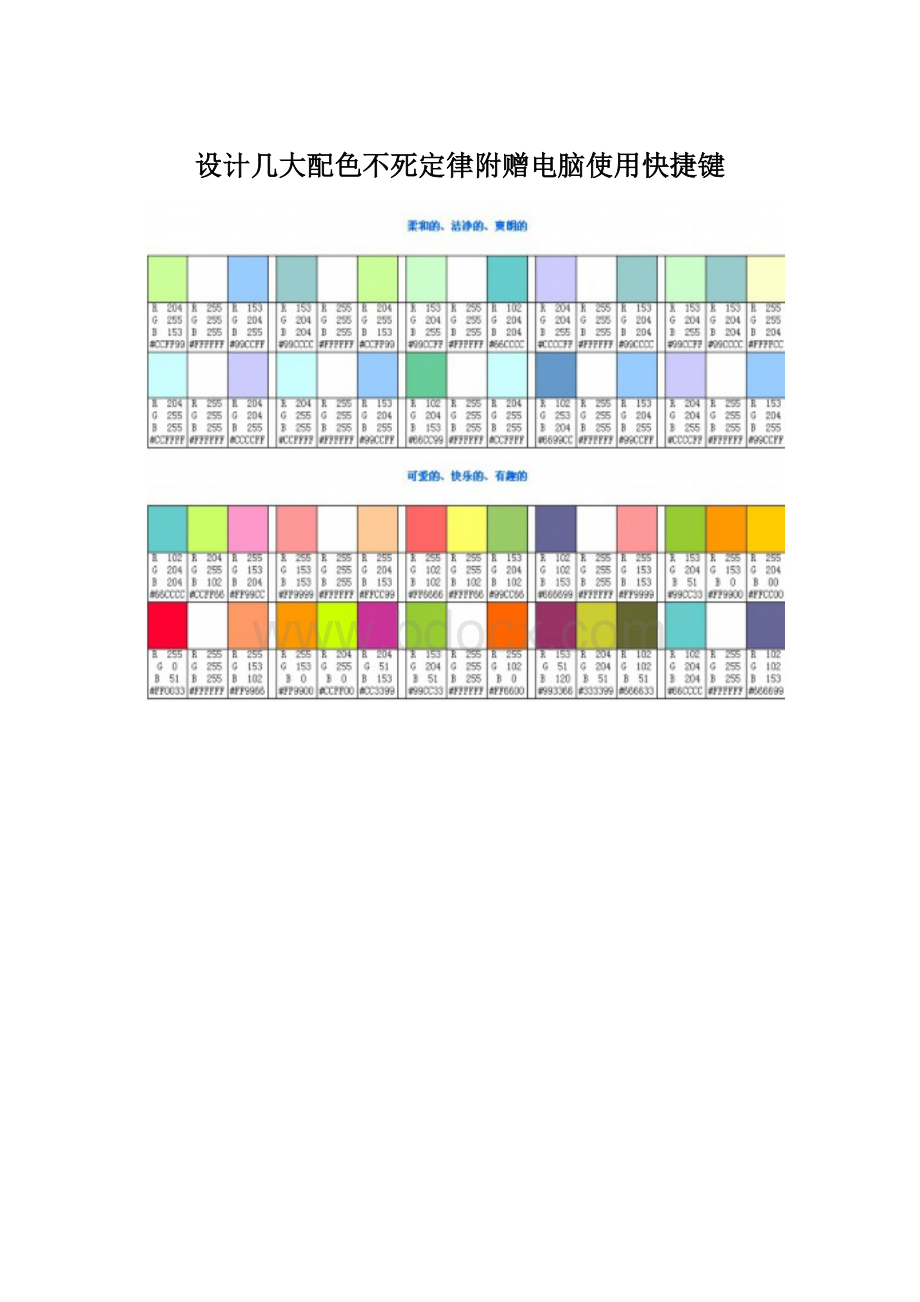 设计几大配色不死定律附赠电脑使用快捷键文档格式.docx_第1页