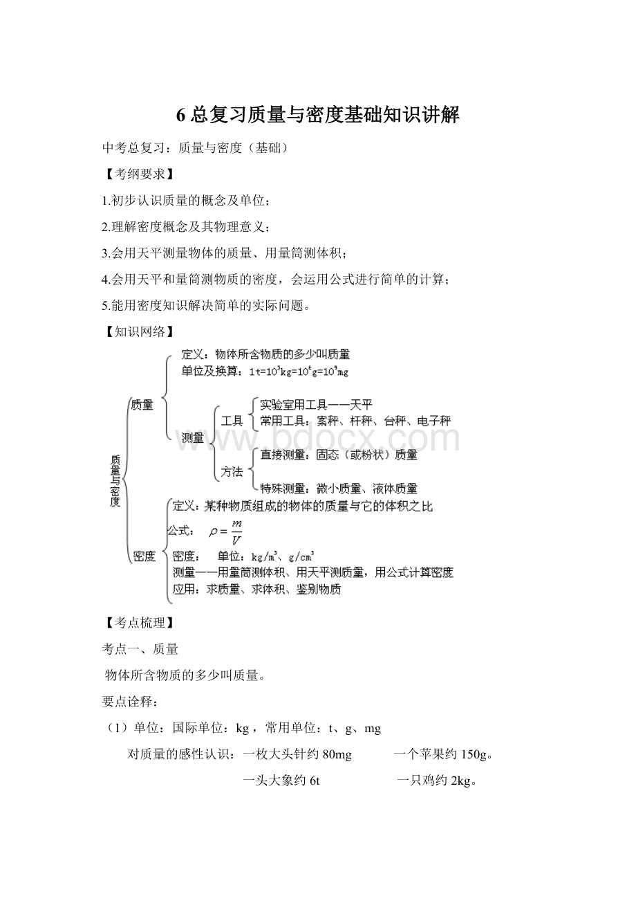 6总复习质量与密度基础知识讲解Word文件下载.docx_第1页