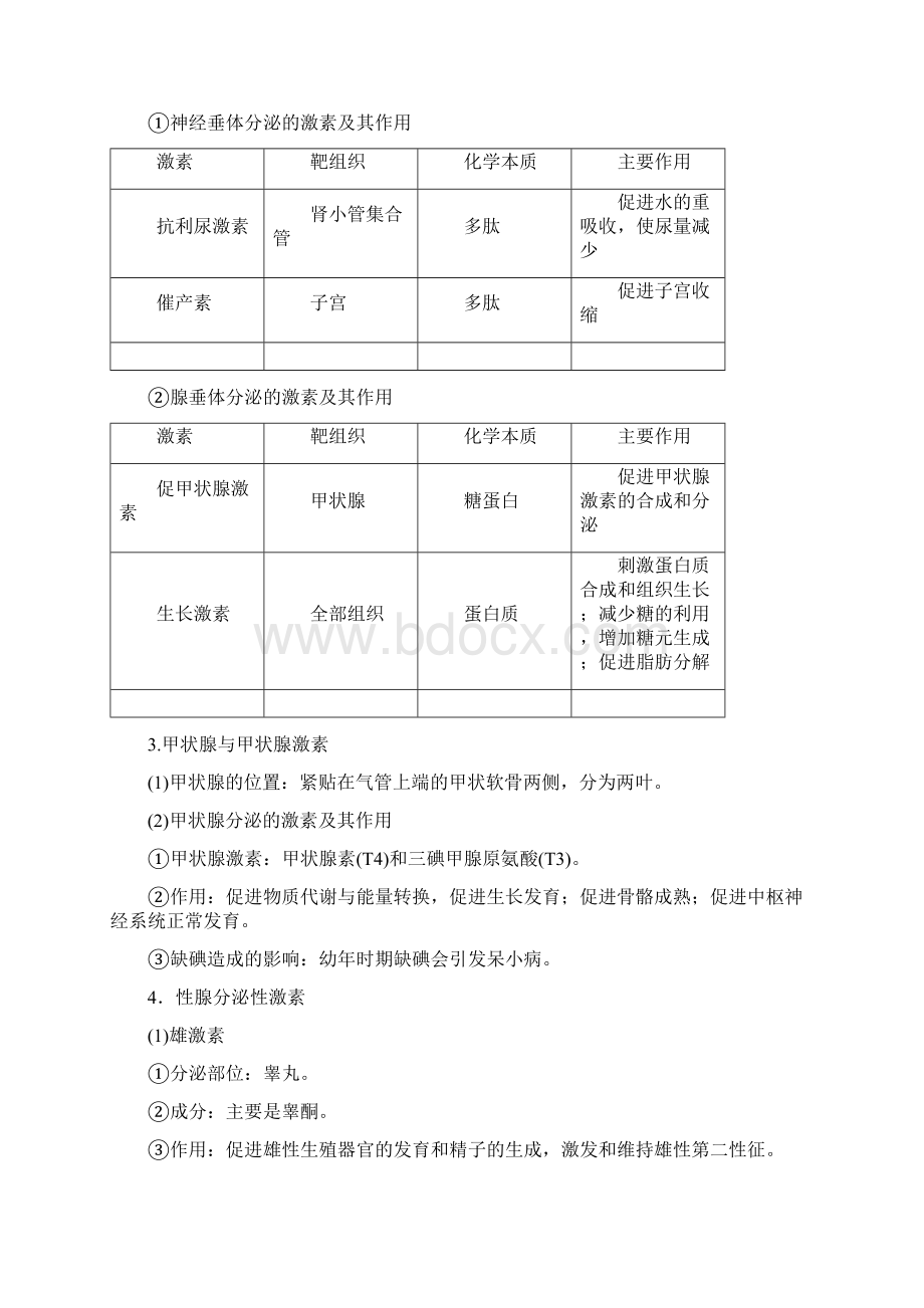 届高三生物一轮复习文档 必修3 第9章 第24讲 高等动物的内分泌系统与体液调节 教师用书 Word版含答案.docx_第3页