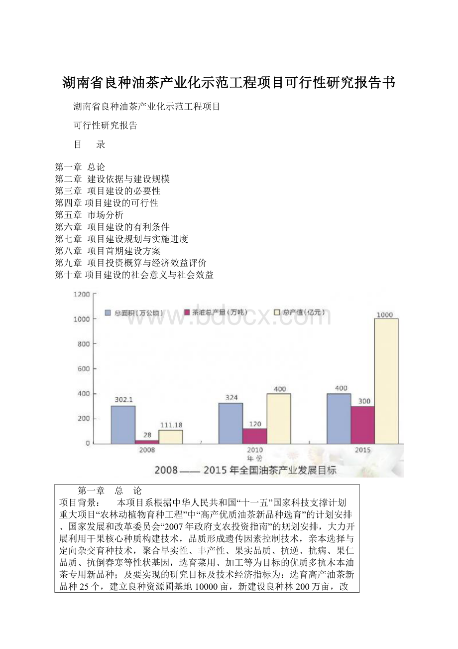 湖南省良种油茶产业化示范工程项目可行性研究报告书.docx_第1页