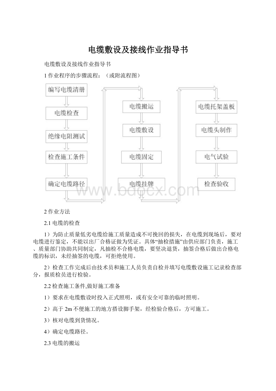 电缆敷设及接线作业指导书.docx_第1页