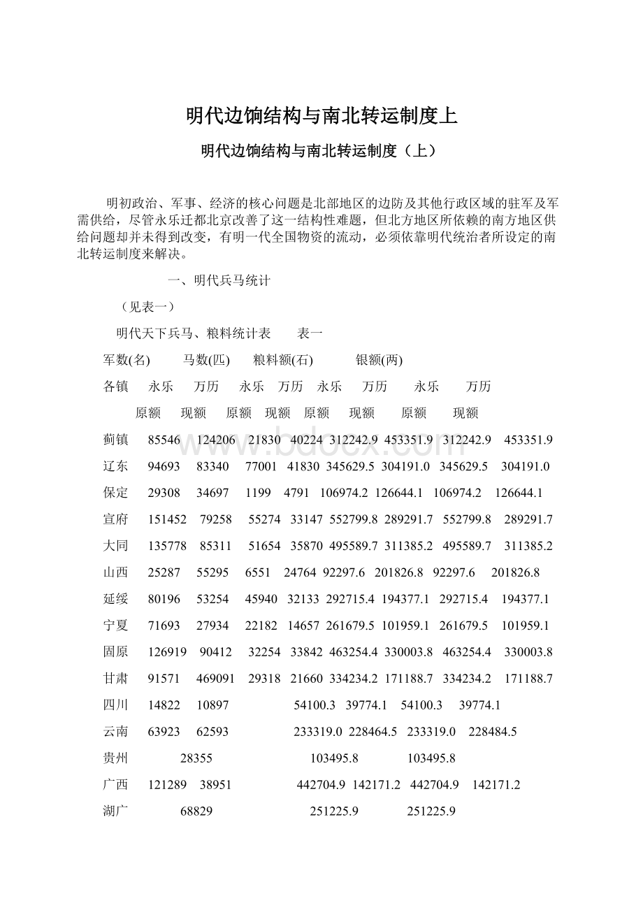 明代边饷结构与南北转运制度上Word下载.docx