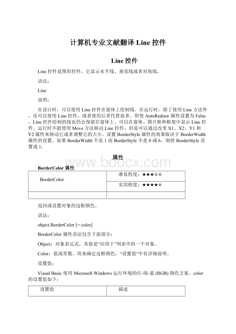 计算机专业文献翻译Line 控件Word下载.docx