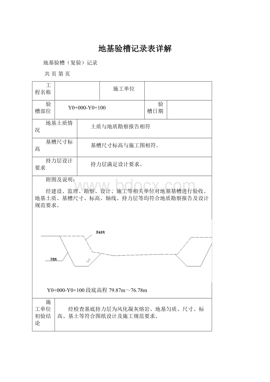 地基验槽记录表详解Word文件下载.docx