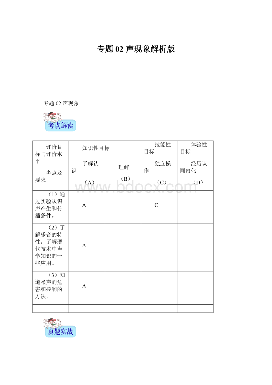 专题02 声现象解析版Word文档格式.docx