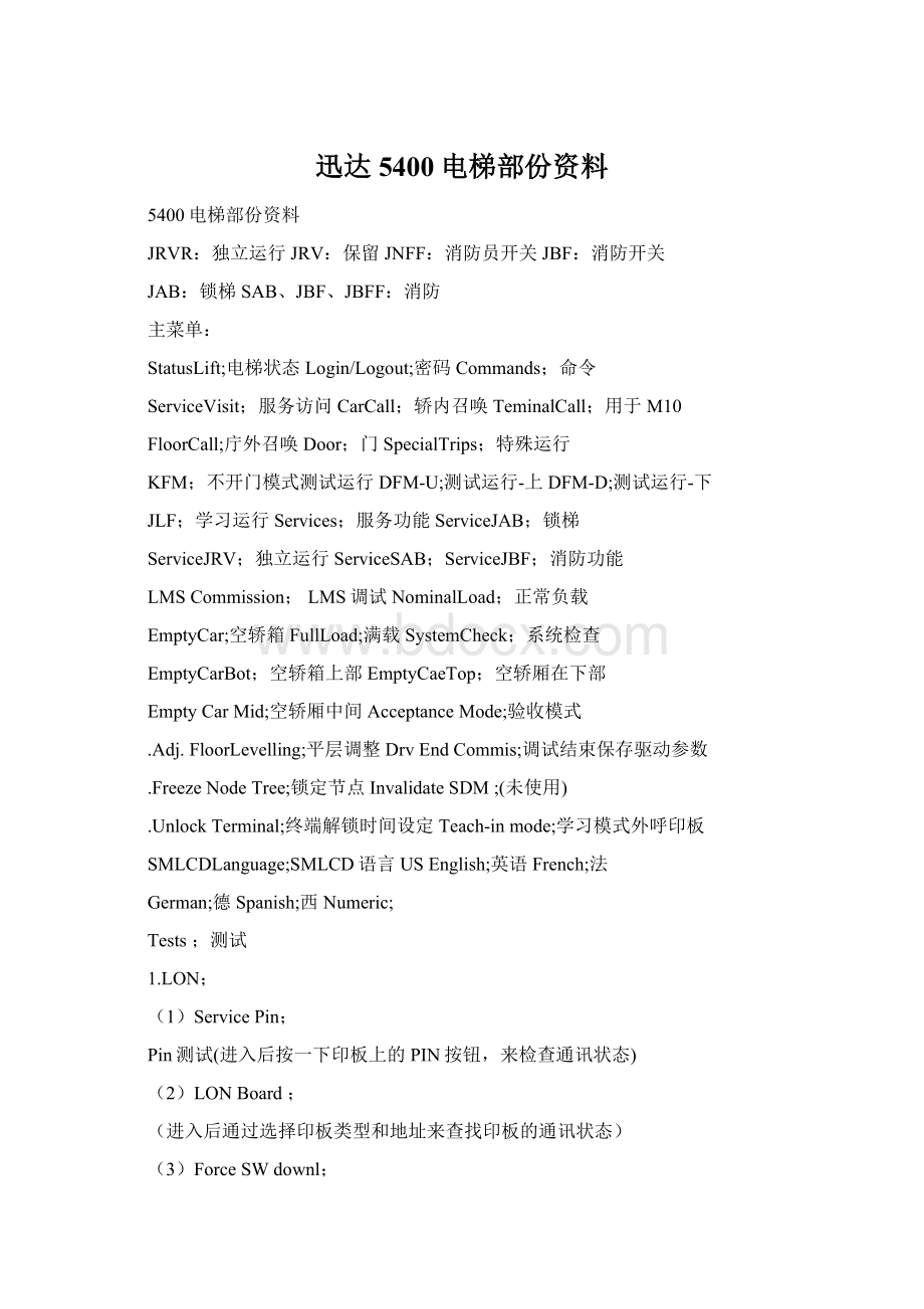 迅达5400电梯部份资料.docx_第1页