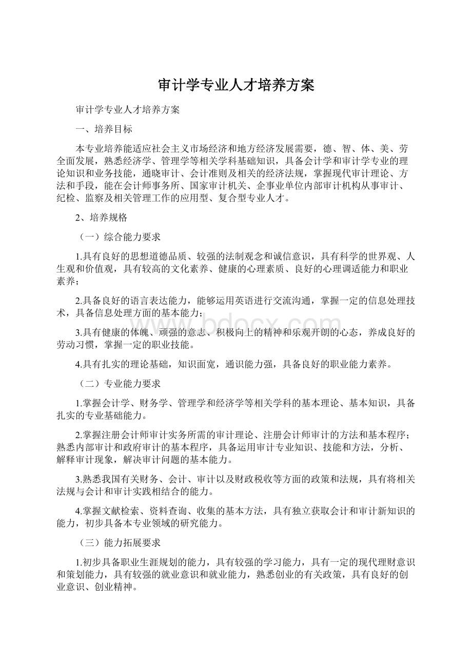 审计学专业人才培养方案.docx_第1页