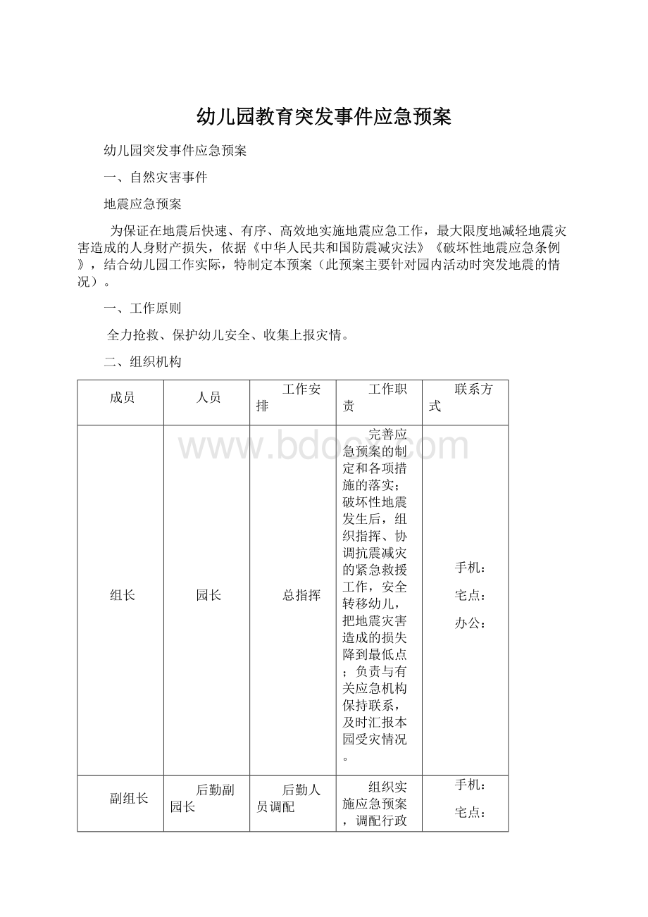 幼儿园教育突发事件应急预案.docx_第1页