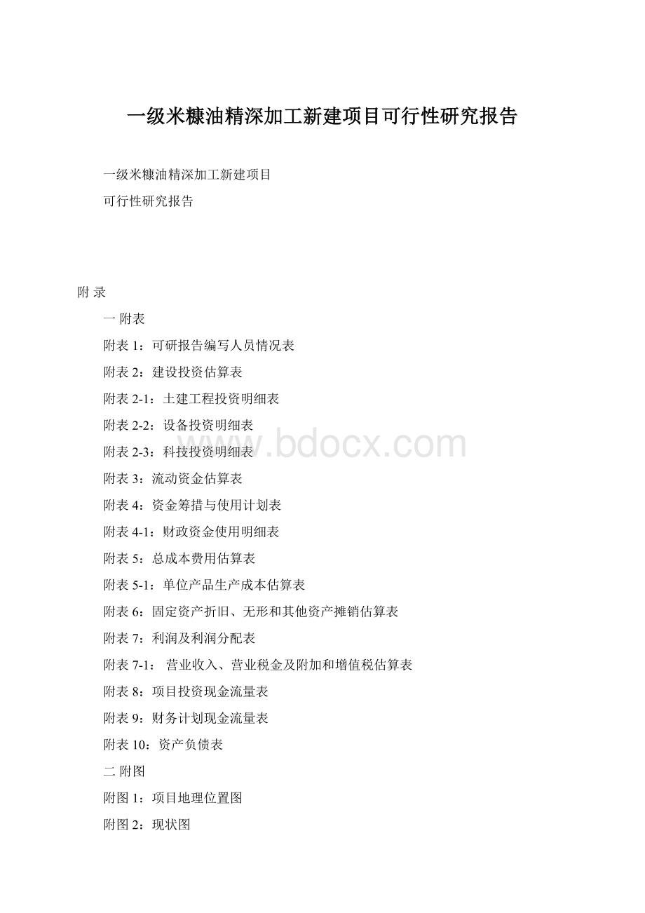 一级米糠油精深加工新建项目可行性研究报告Word格式.docx