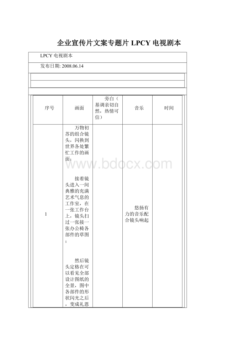 企业宣传片文案专题片 LPCY电视剧本Word下载.docx_第1页