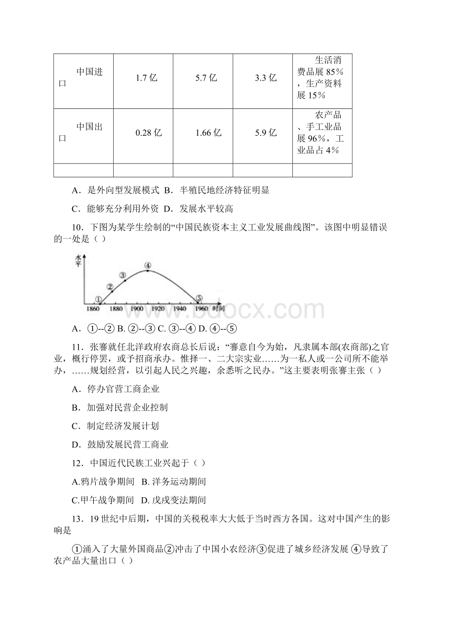 江苏省无锡市天一中学高三历史复习强化训练题有解析必修二 第三章 近代中国经济结构的变动与资本主.docx_第3页