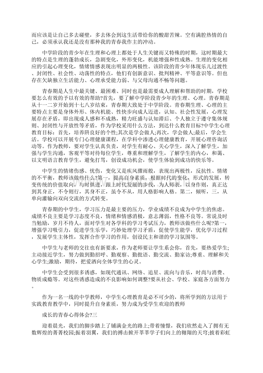 成长的青春心得体会3篇Word文档格式.docx_第2页