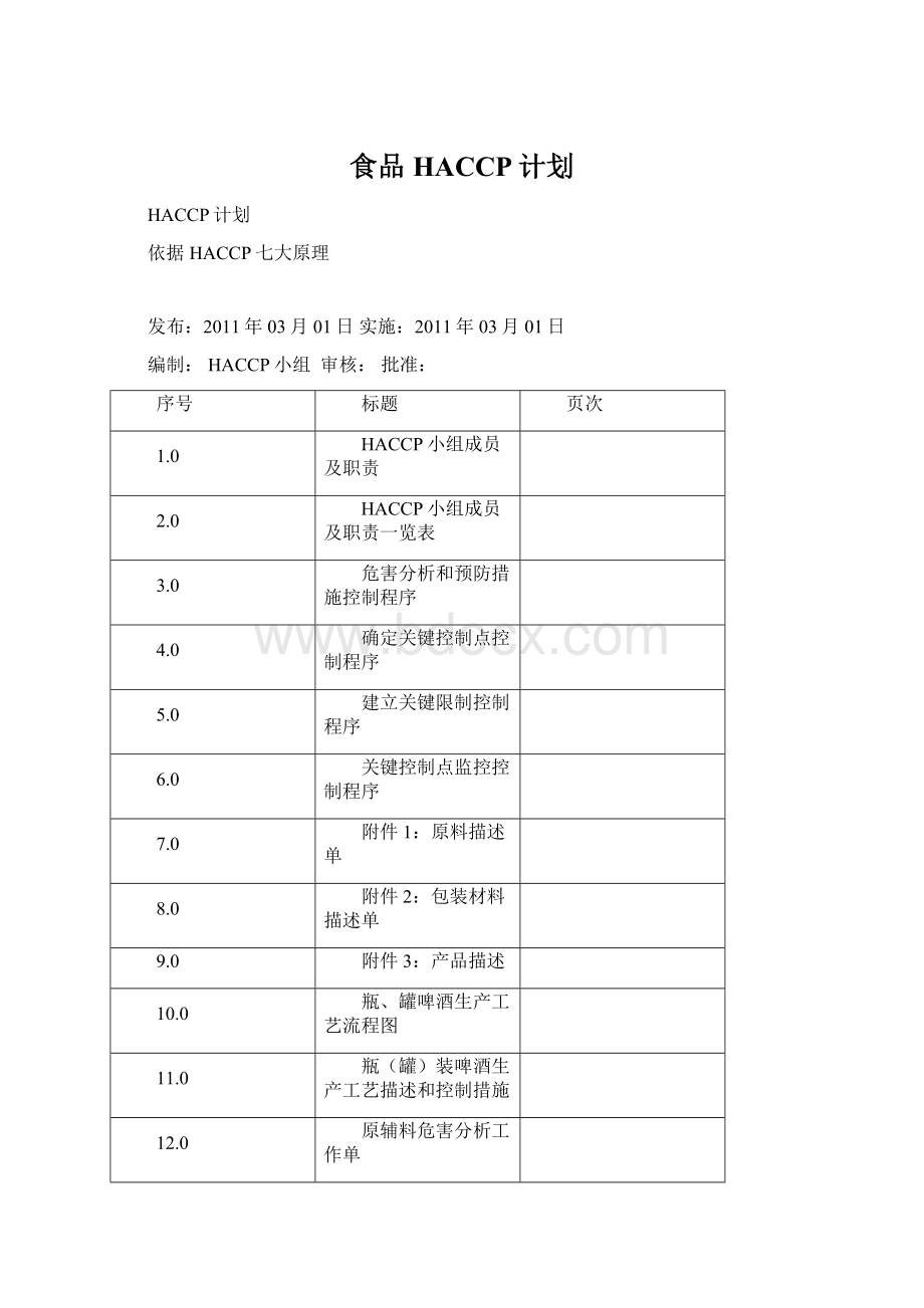 食品HACCP计划.docx