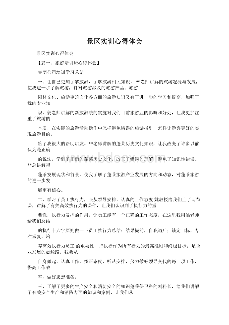 景区实训心得体会文档格式.docx