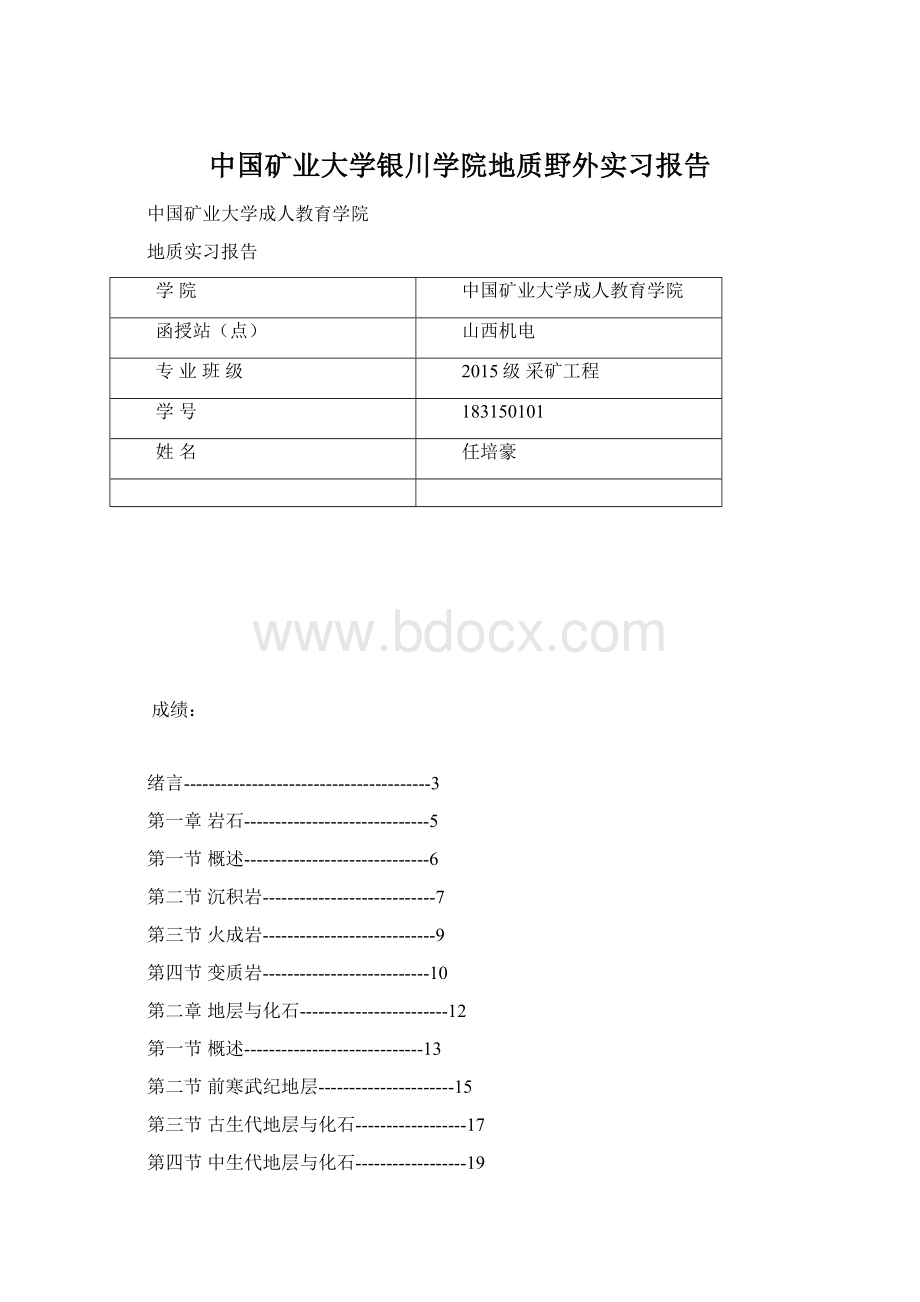 中国矿业大学银川学院地质野外实习报告.docx