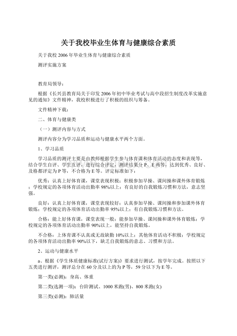 关于我校毕业生体育与健康综合素质Word文件下载.docx