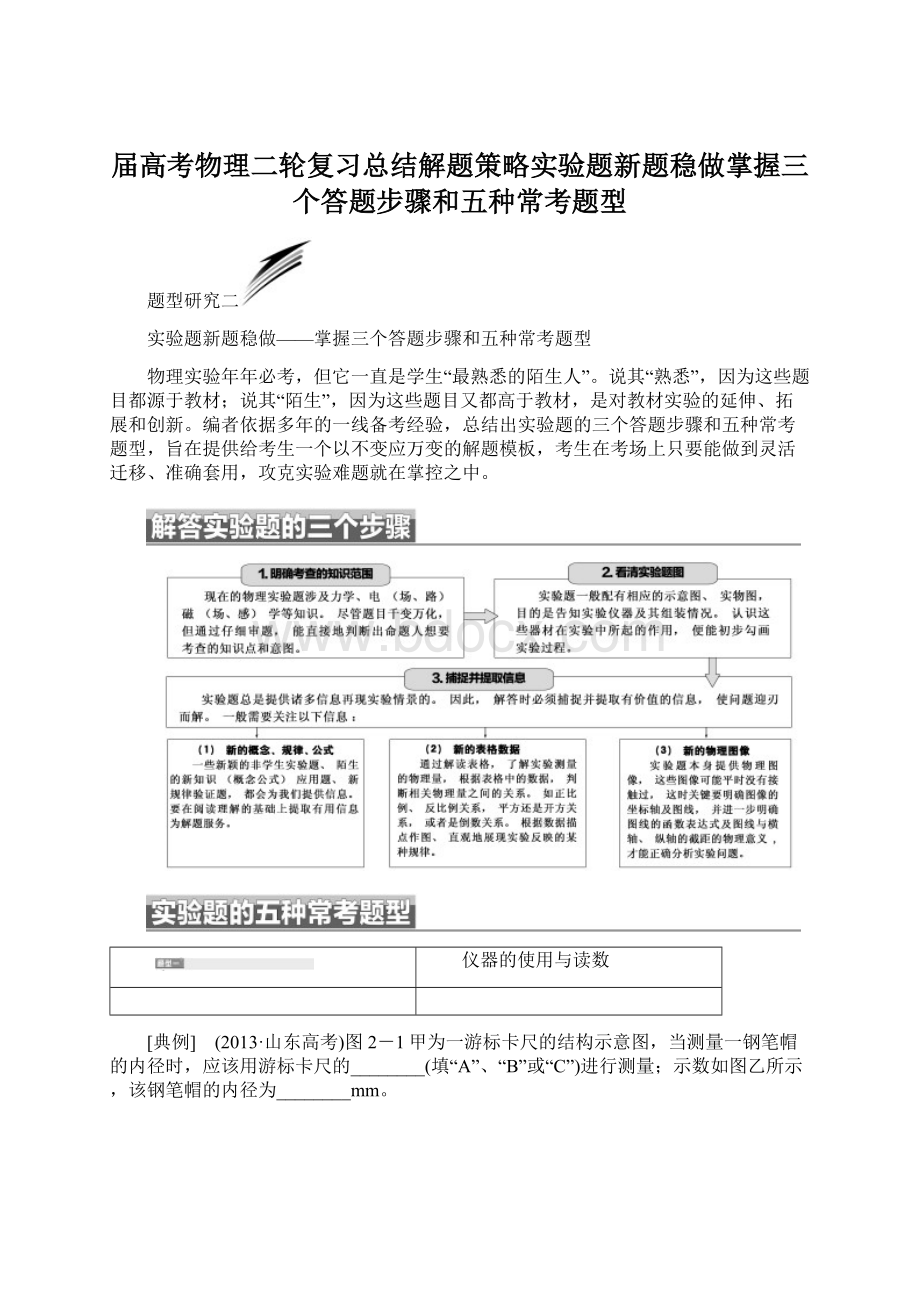 届高考物理二轮复习总结解题策略实验题新题稳做掌握三个答题步骤和五种常考题型.docx