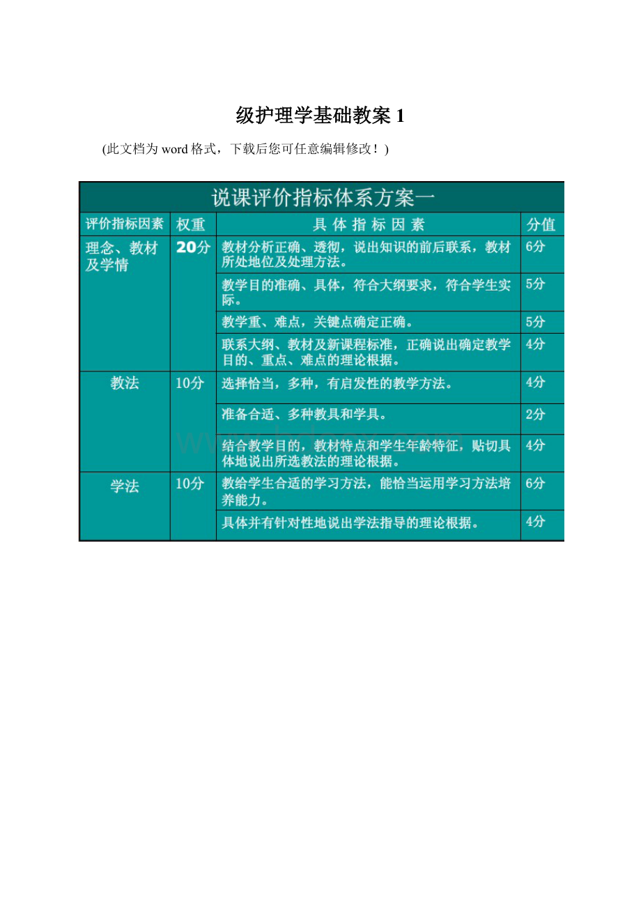 级护理学基础教案1.docx_第1页