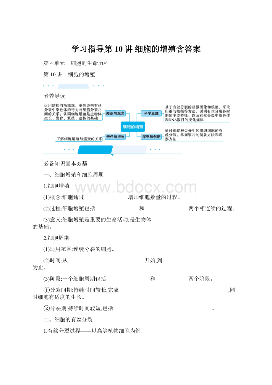 学习指导第10讲 细胞的增殖含答案Word文档格式.docx