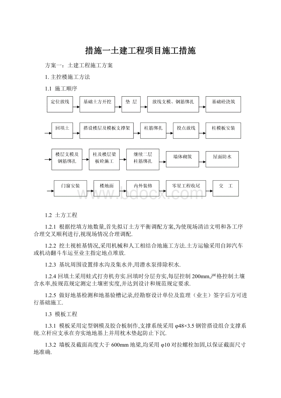 措施一土建工程项目施工措施Word文档格式.docx