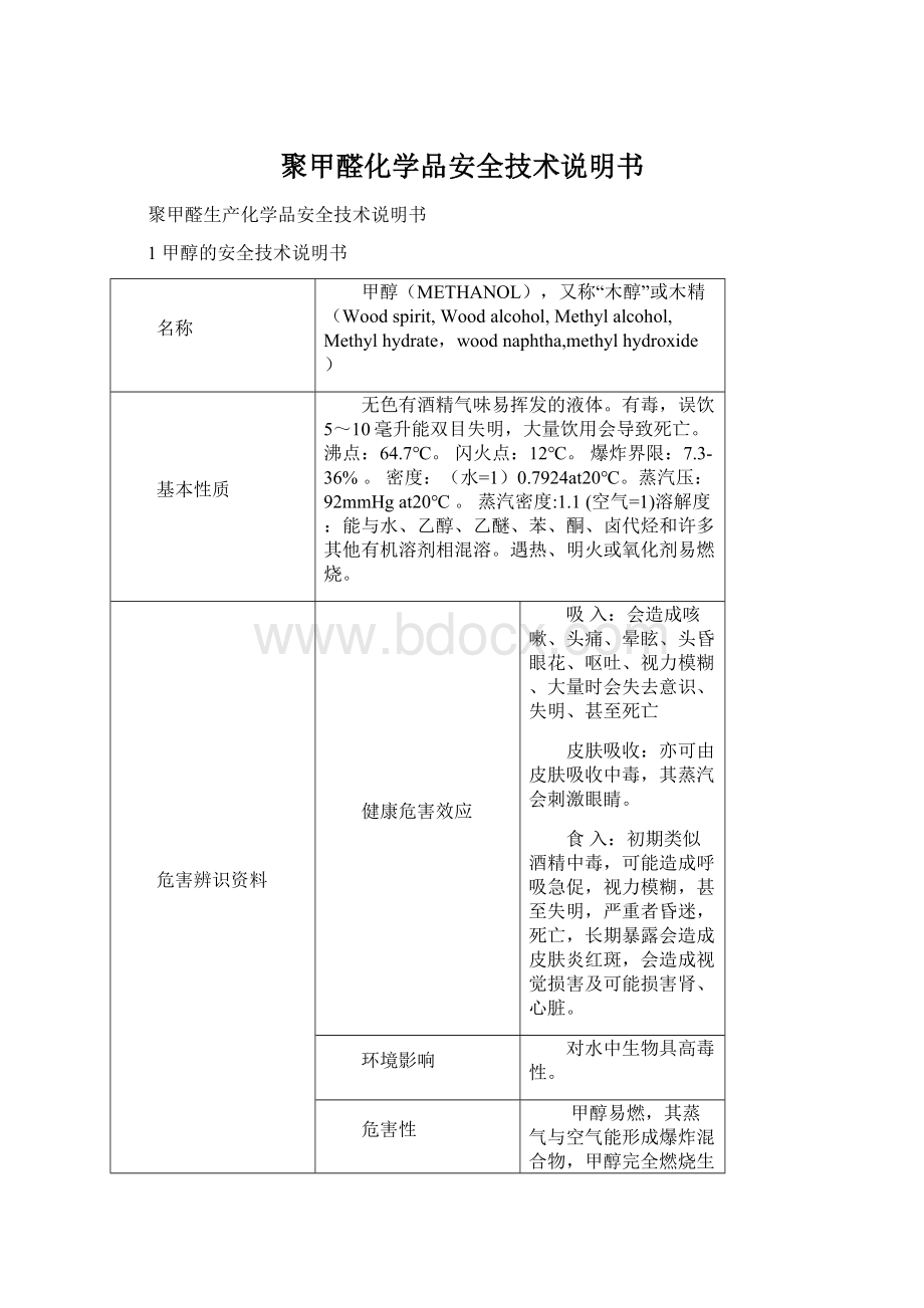 聚甲醛化学品安全技术说明书.docx