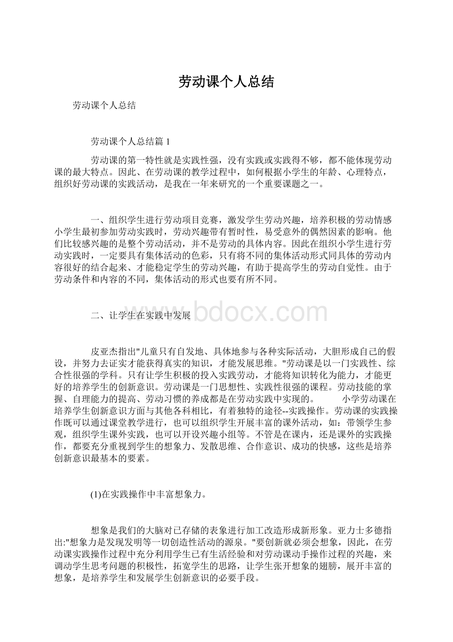 劳动课个人总结.docx