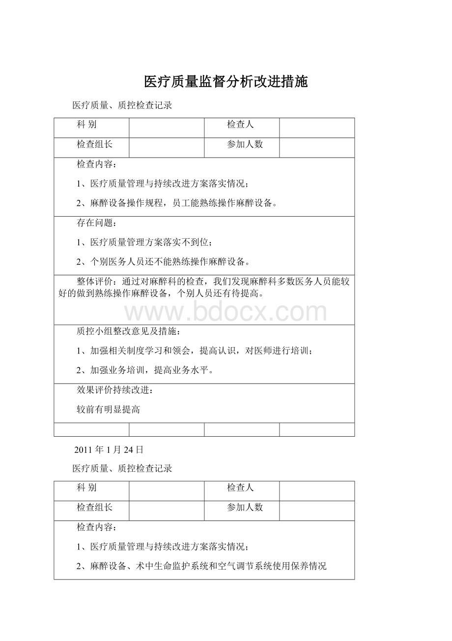 医疗质量监督分析改进措施.docx_第1页