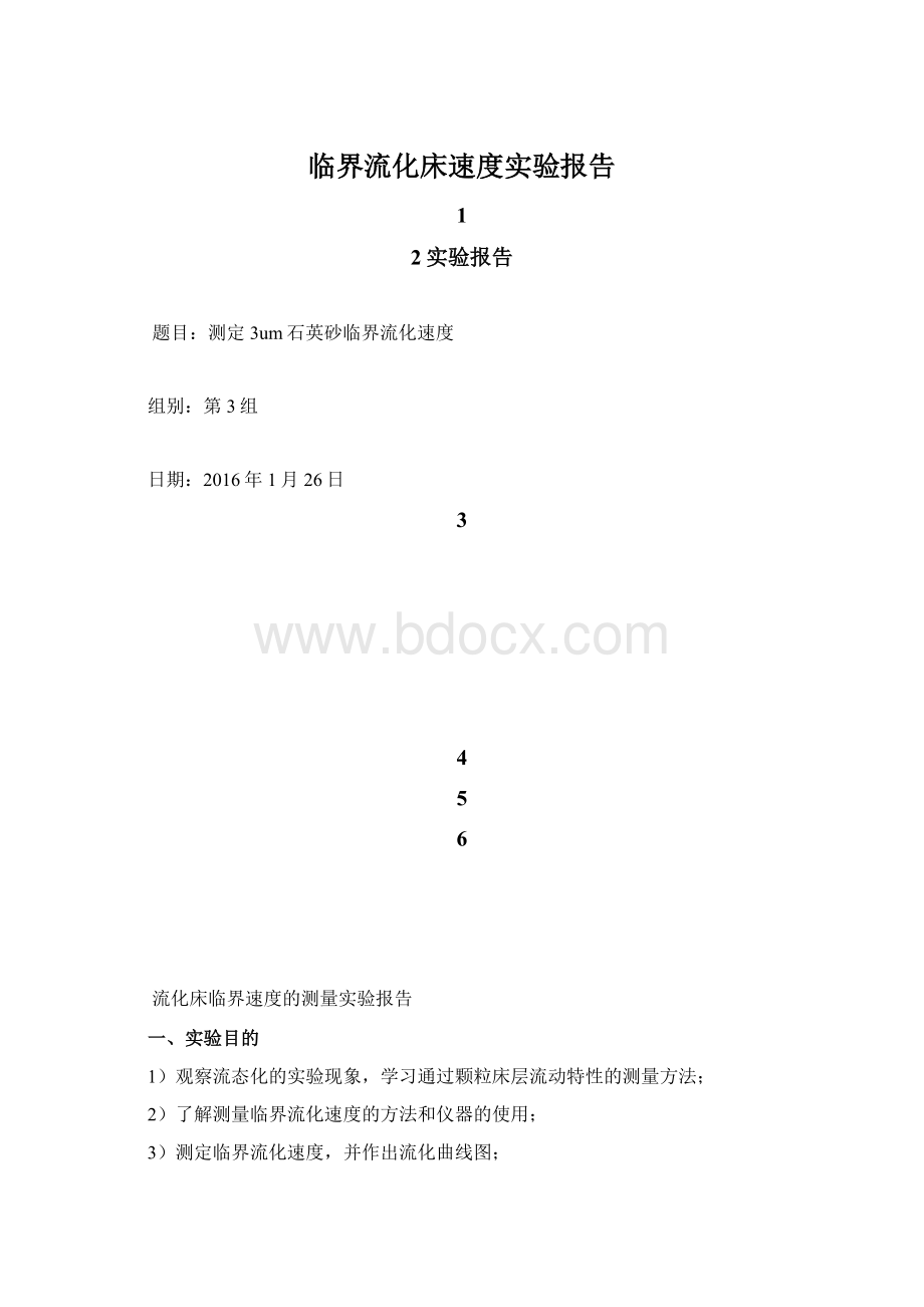 临界流化床速度实验报告Word格式文档下载.docx