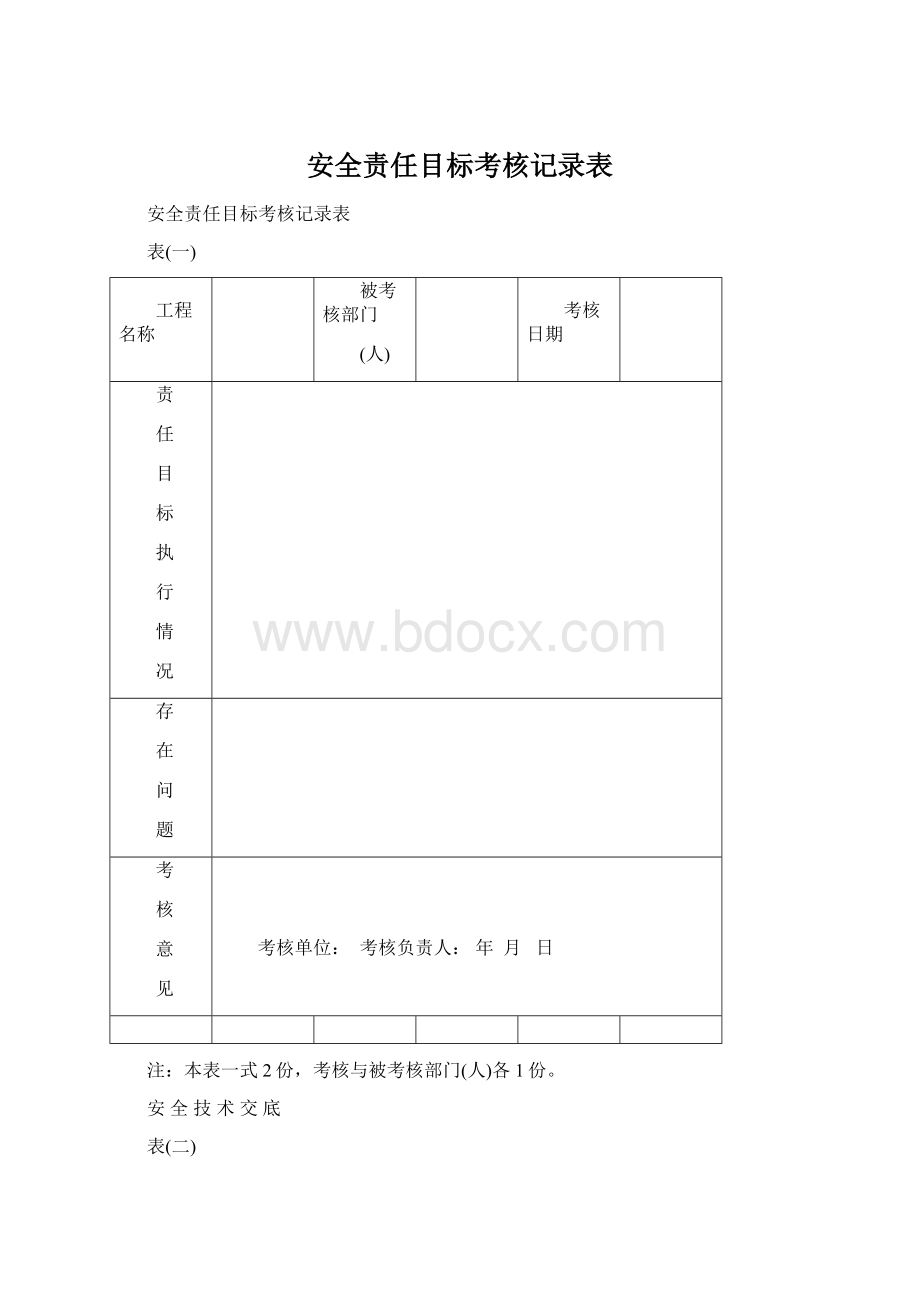 安全责任目标考核记录表.docx_第1页