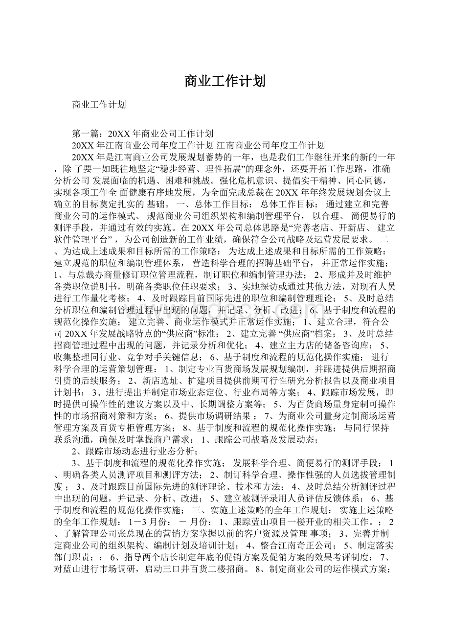 商业工作计划.docx