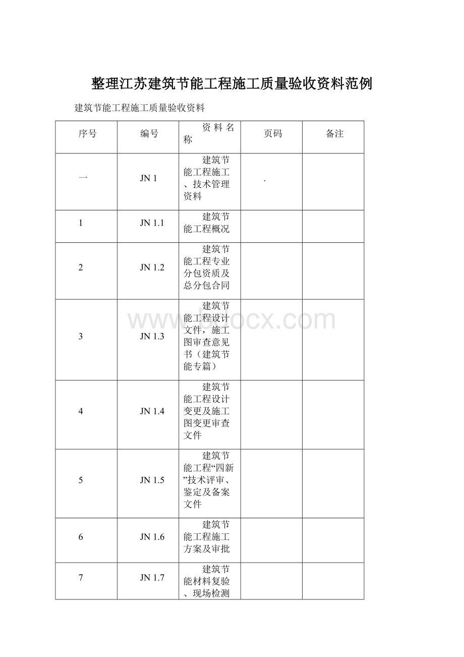 整理江苏建筑节能工程施工质量验收资料范例Word格式文档下载.docx