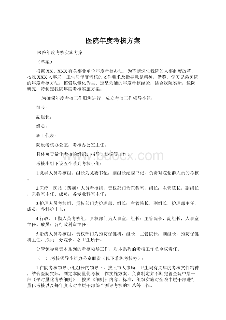 医院年度考核方案Word文档下载推荐.docx_第1页