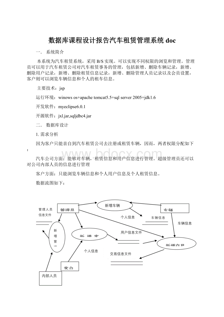 数据库课程设计报告汽车租赁管理系统doc.docx