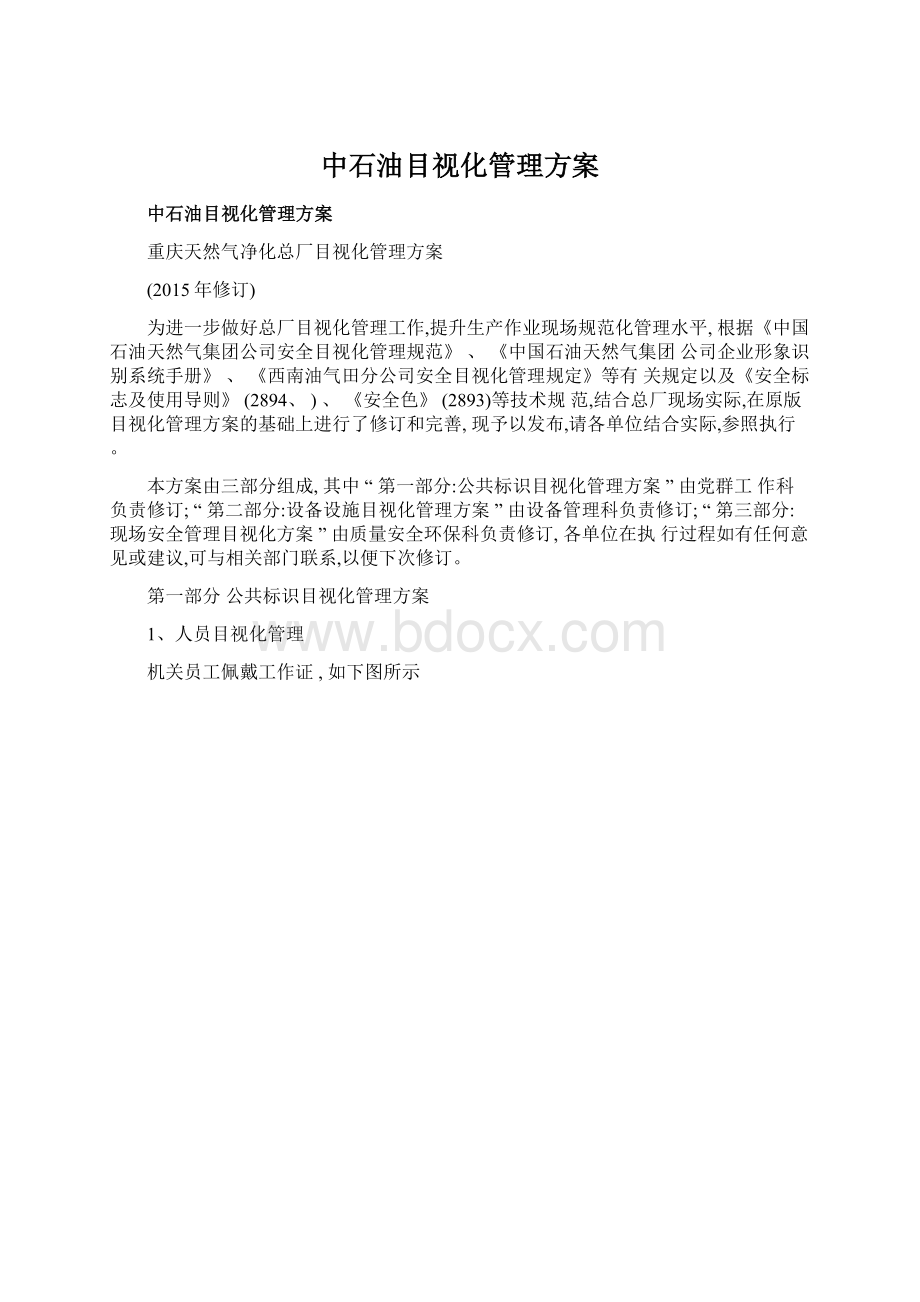 中石油目视化管理方案Word文档格式.docx