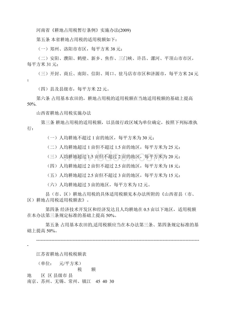 各省耕地占用税标准资料.docx_第3页