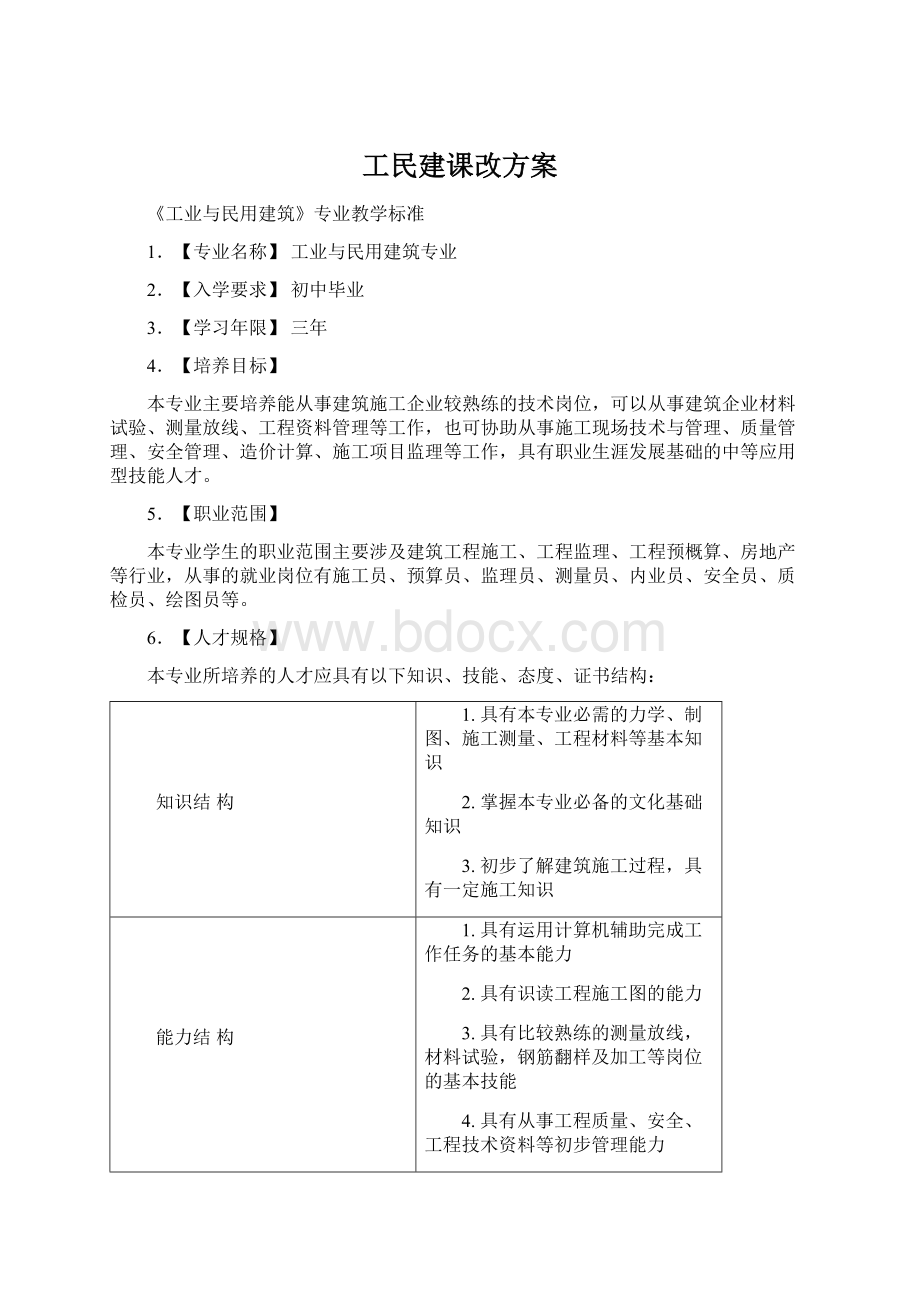 工民建课改方案.docx_第1页