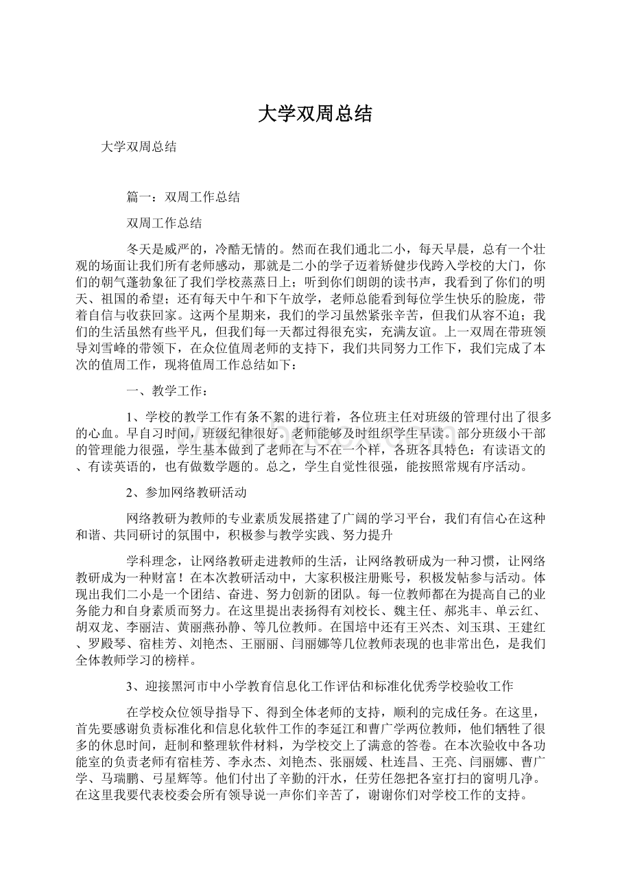 大学双周总结Word文件下载.docx