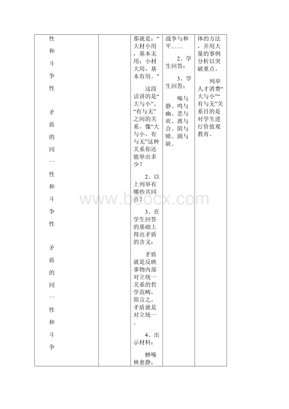 人教版高中政治必修四矛盾是事物发展的源泉和动力优质教学设计3.docx_第3页