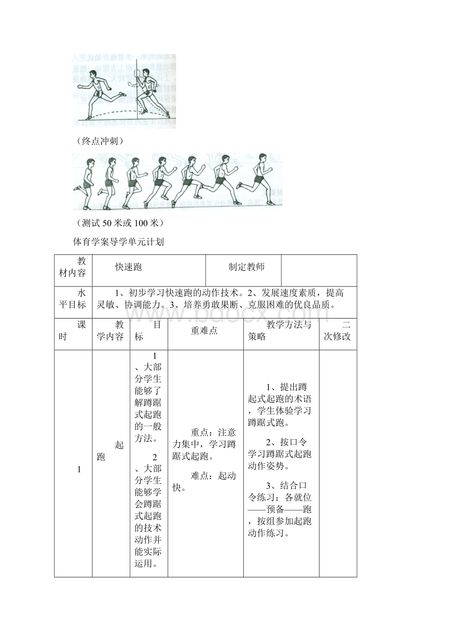 小学体育《快速跑》单元 学时课 教案.docx_第2页